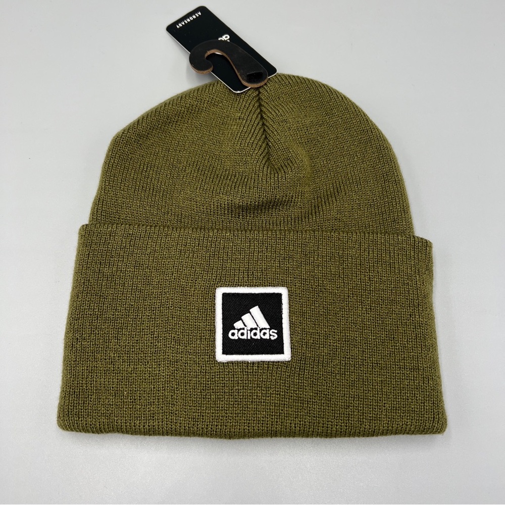 Adidas Originals Aeroready Wide Cuff Fold Beanie, Olive Green Winter Hat. OSFM